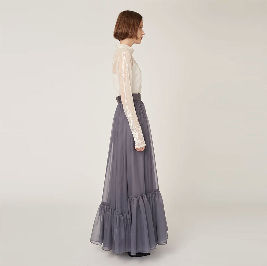 【MURRAL/ミューラル】<br>Spacious sheer wrap skirt <br>242-0901