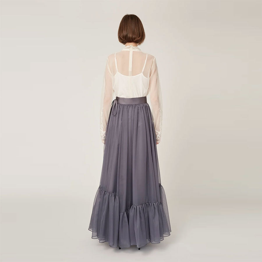 【MURRAL/ミューラル】<br>Spacious sheer wrap skirt <br>242-0901