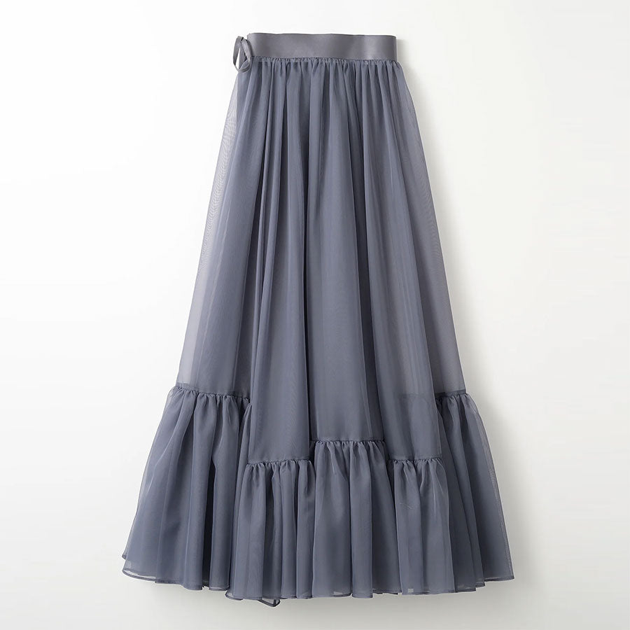 【MURRAL/ミューラル】<br>Spacious sheer wrap skirt <br>242-0901