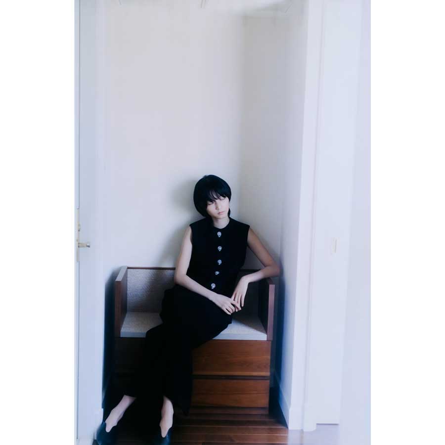 【Mame Kurogouchi/マメ】<br>Acetate Polyester Embroidered Buttonholes Sleeveless Dress <br>MM25FW-DR112