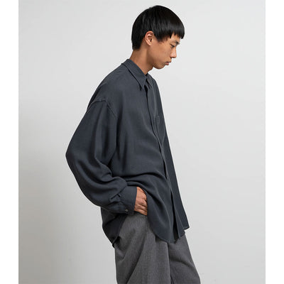 【Graphpaper/グラフペーパー】<br>Viscose Wool Viyella Oversized Regular Collar Shirt <br>GM243-50058