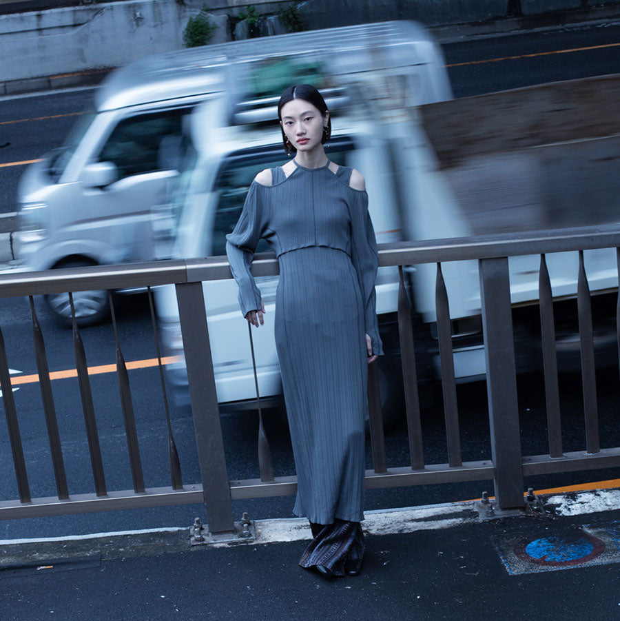 【Mame Kurogouchi/マメ】<br>Random Ribbed Organic Cotton 2way Dress <br>MM25SS-JS004