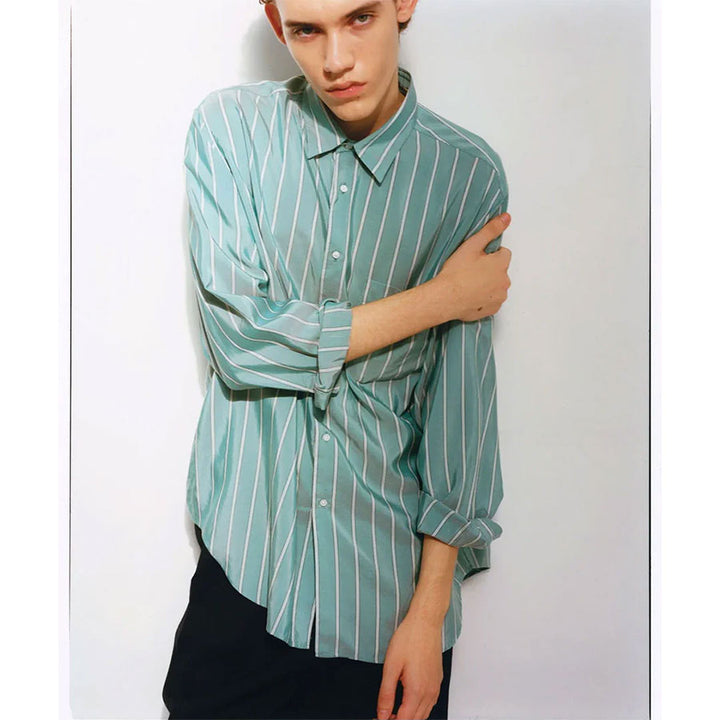 HEUGN/ユーゲン】ALF SILK Green stripe SHIRT138の通販 「ONENESS