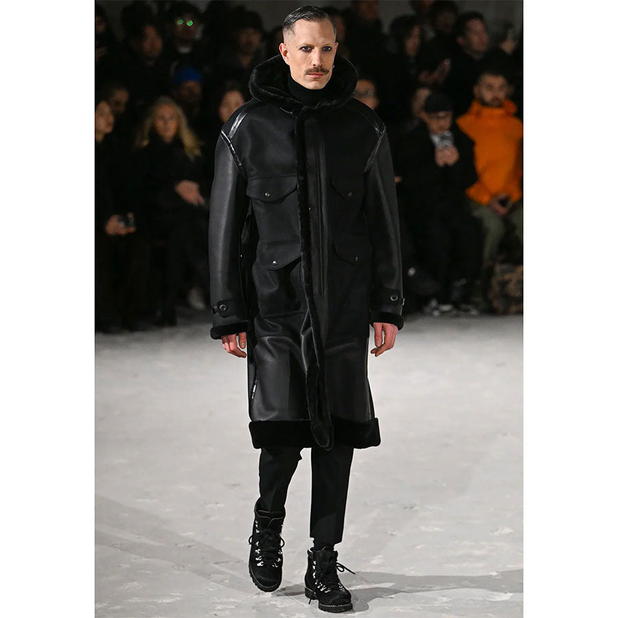 【JUNYA WATANABE MAN】<br>エステルフェイクファー×ウールサージフランネル FILSON Wネームコート <br>WP-C009-051