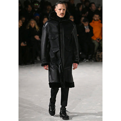 【JUNYA WATANABE MAN】<br>エステルフェイクファー×ウールサージフランネル FILSON Wネームコート <br>WP-C009-051