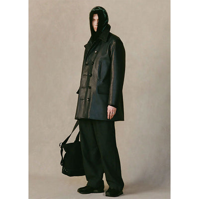 【NICENESS/ナイスネス】<br>L.MCLAGAN / L.マクラガン (ブラウンコアカウレザー 13ボタンピーコート) <br>NN-0401C16