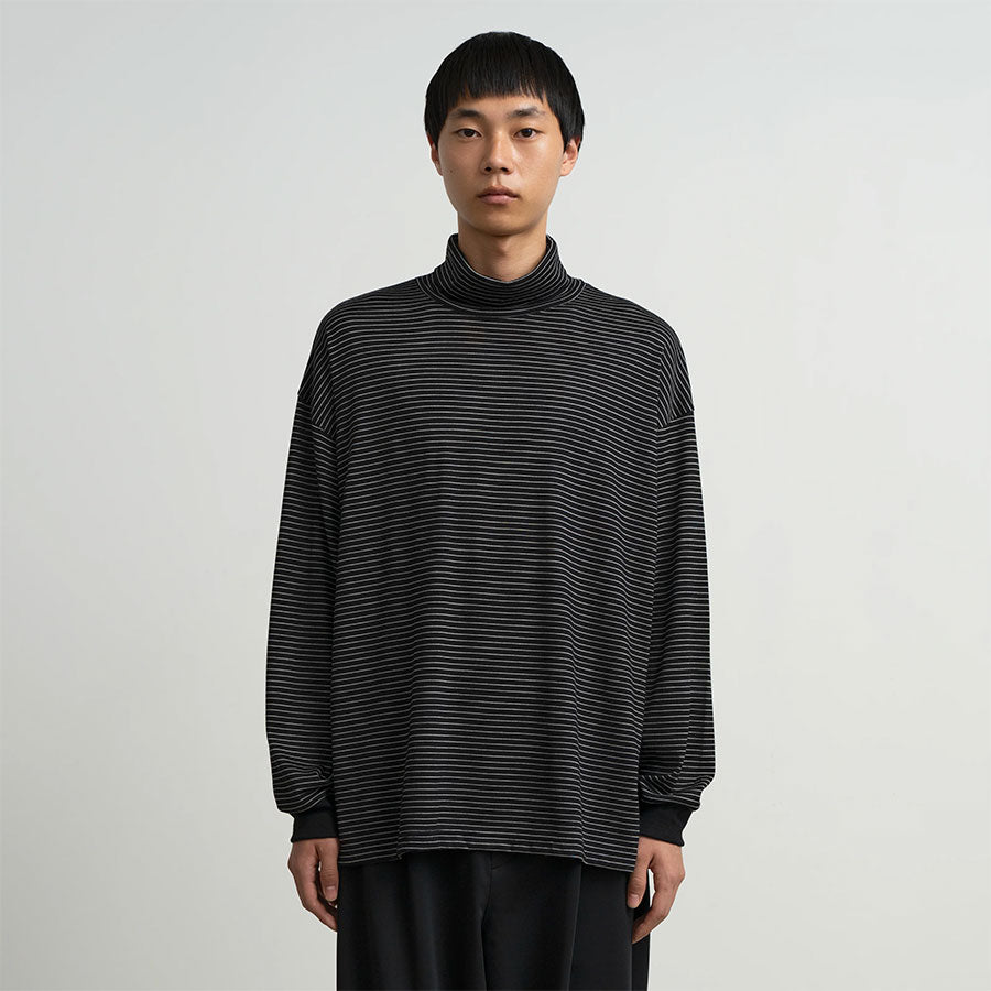 Graphpaper/グラフペーパー】Fine Wool Border L/S Turtle Neck Tee