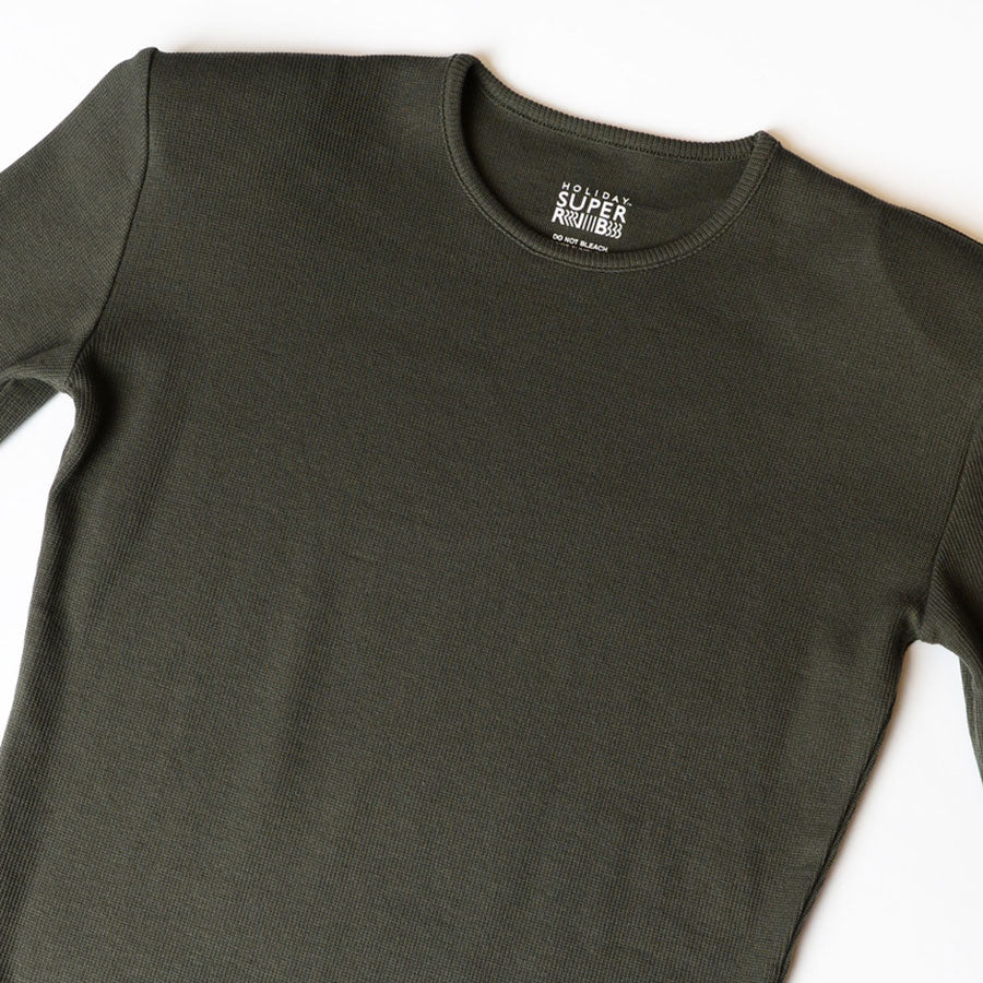 HOLIDAY/ホリデイ】SUPER RIB PADDED SHOULDER LACE CREW-NECK L/S
