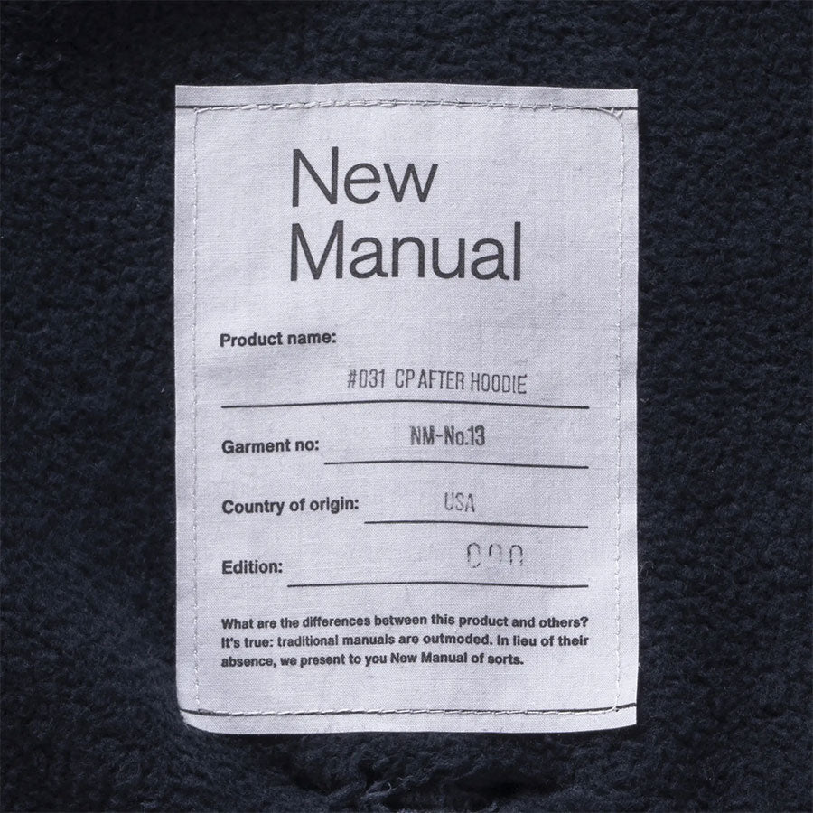 New Manual/ニューマニュアル】#031 CP AFTER HOODIE SWP-YY