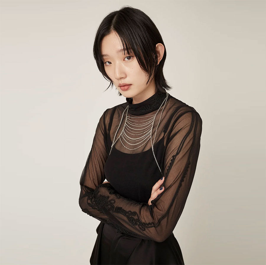 【MURRAL/ミューラル】<br>Scenery embroidery sheer top <br>242-0304