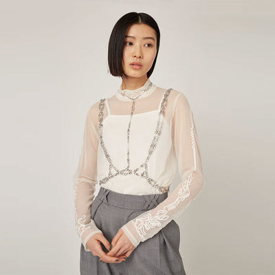 【MURRAL/ミューラル】<br>Scenery embroidery sheer top <br>242-0304