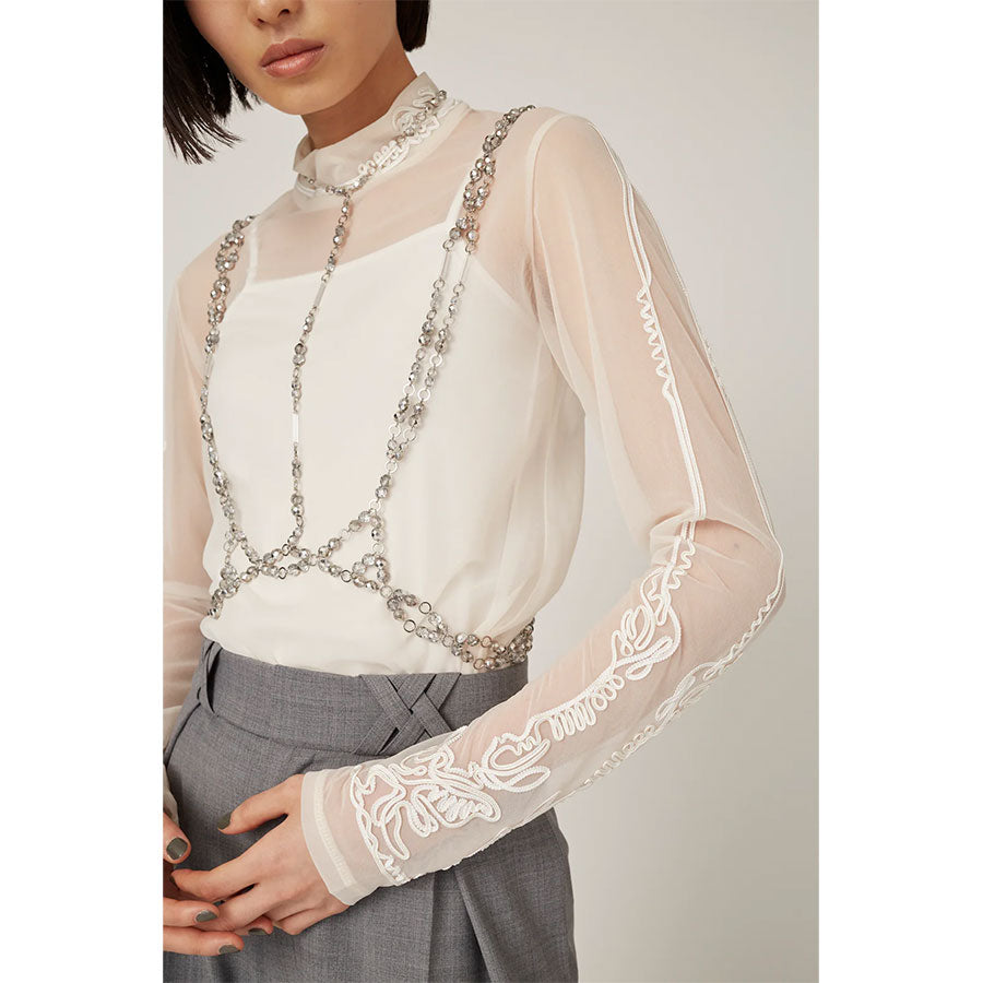 【MURRAL/ミューラル】<br>Scenery embroidery sheer top <br>242-0304