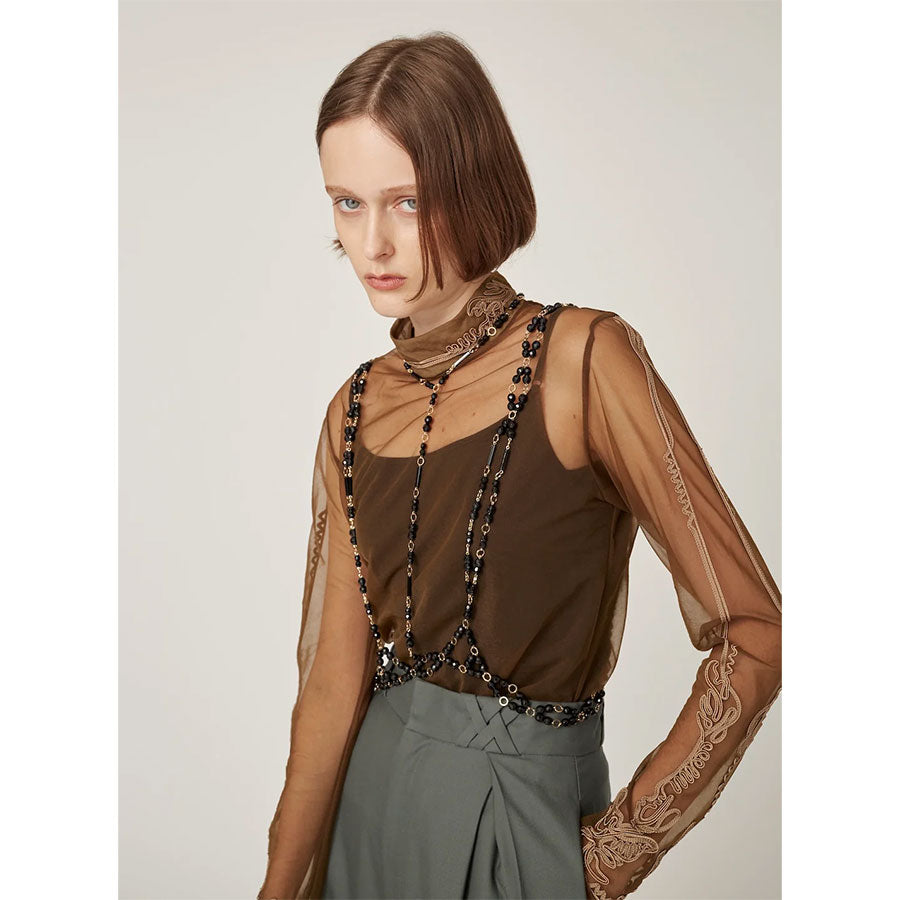 【MURRAL/ミューラル】<br>Scenery embroidery sheer top <br>242-0304