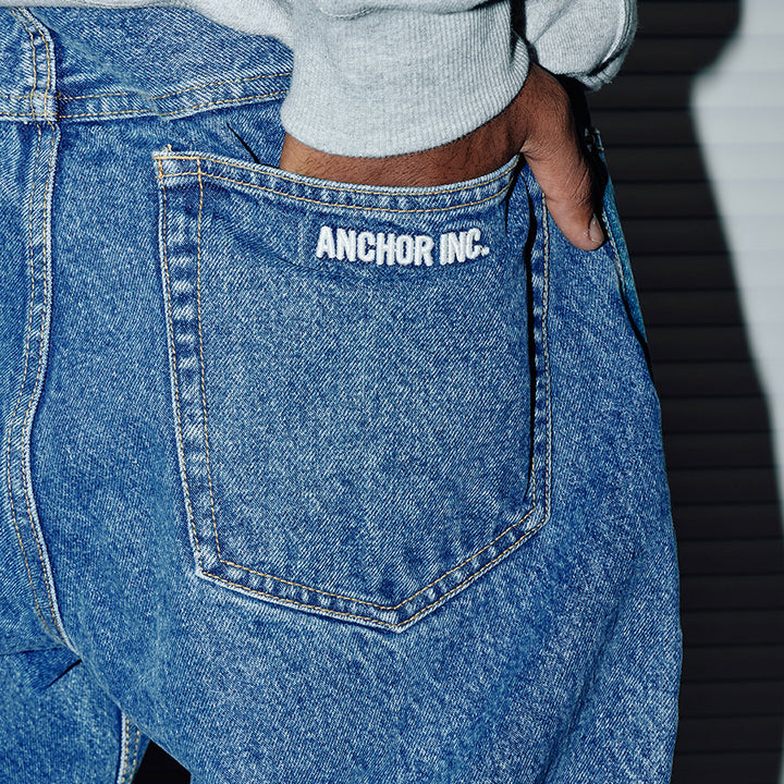 ANCHOR INC./アンカーインク】BOLD LOGO WASHED BAGGY JEANS