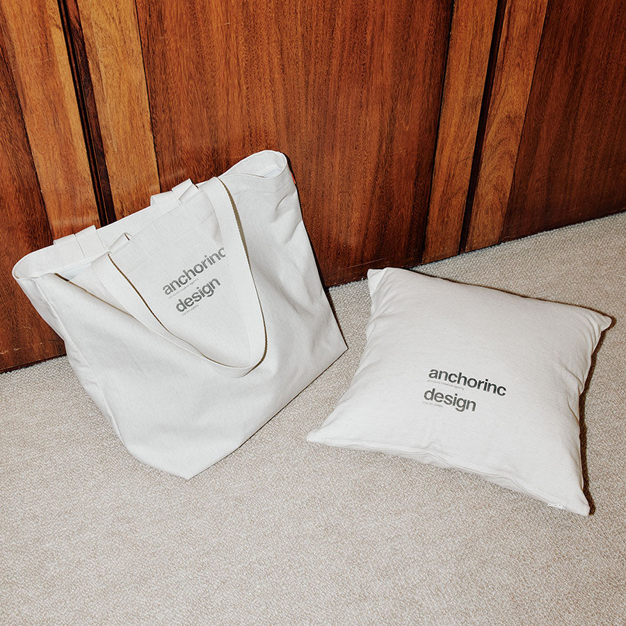 【ANCHOR INC./アンカーインク】<br>FABRIC LOGO CANVAS CUSHION <br>ANCFW25AC20