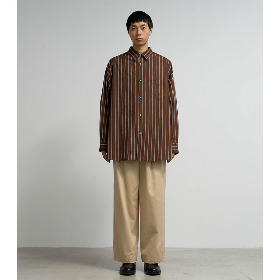 【Graphpaper/グラフペーパー】<br>SIDOGRAS Stripe L/S Oversized Regular Collar Shirt <br>GM254-50025STB
