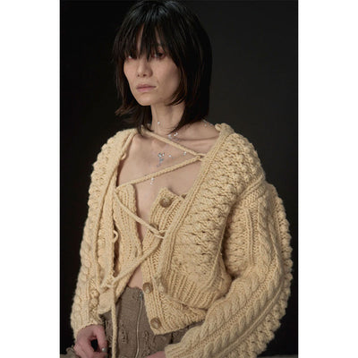 【ERIKOKATORI/エリコカトリ】<br>lace up hand knit <br>EK7-5-2