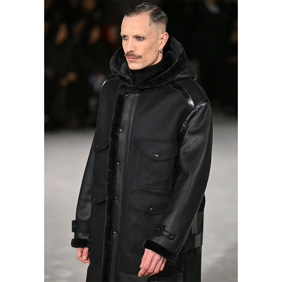 【JUNYA WATANABE MAN】<br>エステルフェイクファー×ウールサージフランネル FILSON Wネームコート <br>WP-C009-051