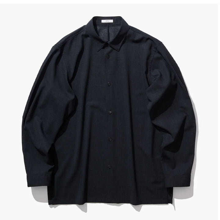 ATON/エイトン】TWIST WOOL GAUZE | LOOSE FIT SHIRT BLAGLM0300の通販