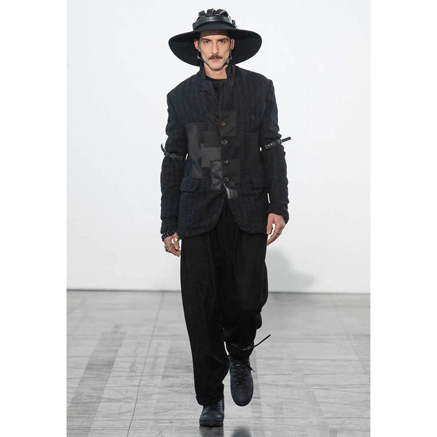 【JUNYA WATANABE MAN】<br>ウールストライプ 製品加工×多素材パッチワークジャケット <br>WL-J008-051
