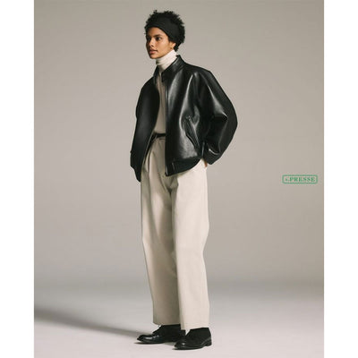 【A.PRESSE/アプレッセ】<br>Leather Harrington Jacket <br>23AAP-01-03H