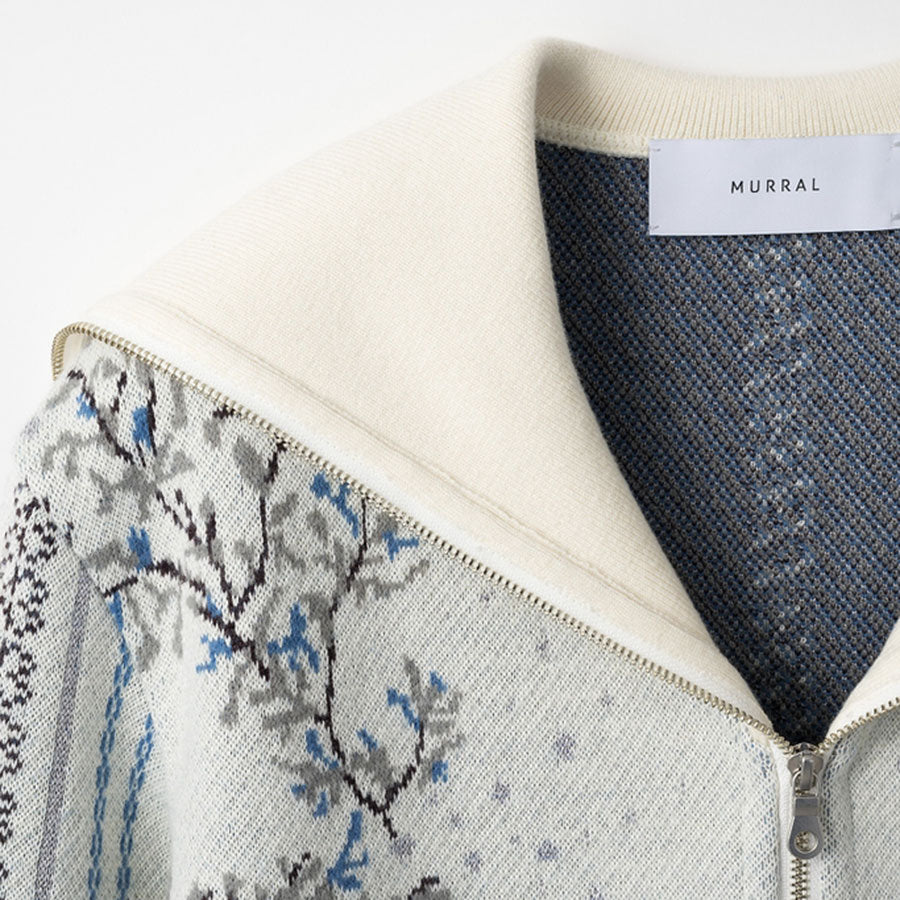 【MURRAL/ミューラル】<br>Snow cover zipped knit cardigan <br>2321004010