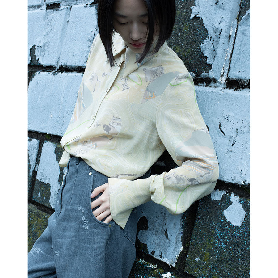 Mame Kurogouchi/マメ】Nature Pattern Jacquard Wide Leg Jeans