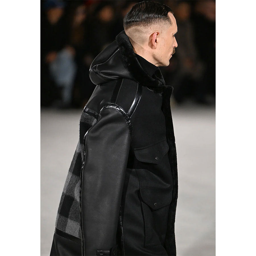 【JUNYA WATANABE MAN】<br>エステルフェイクファー×ウールサージフランネル FILSON Wネームコート <br>WP-C009-051