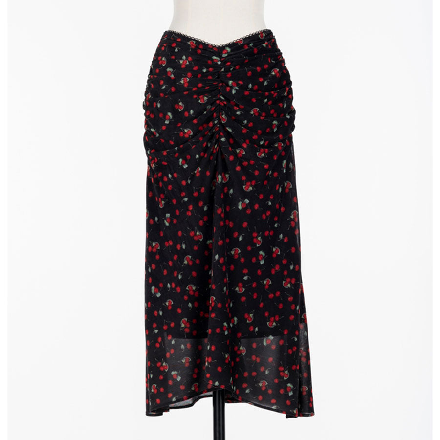 【FETICO/フェティコ】 <br>Printed velvet tulle gathered skirt <br>FTC254-0402B