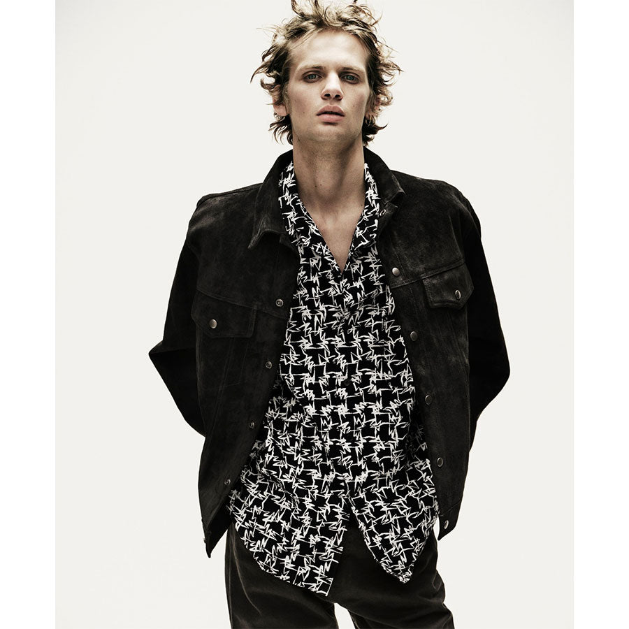【Y's for men×MASSES】<br> COTTON PIGMENT PRINT OPEN COLLAR SHIRT <br>ML-B91-044