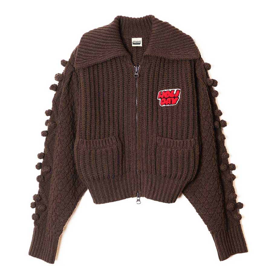 【HOLIDAY/ホリデイ】<br>WOOL PONPON ZIP-UP KNIT JACKET (TWO STEPS) <br>25204030