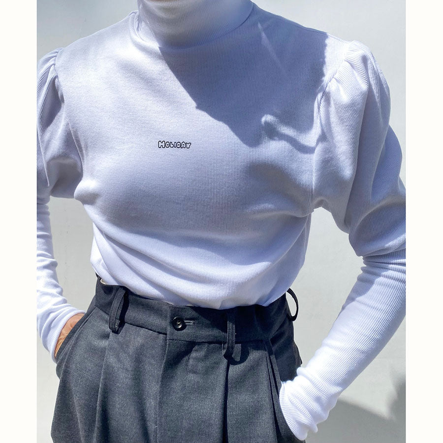 【HOLIDAY/ホリディ】SUPER RIB PUFF HIGH-NECK TOPS (HOLIDAY) <br>23201114