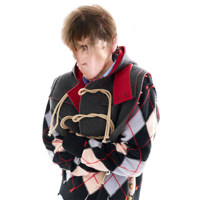 【M A S U/エムエーエスユー】<br>DIAMOND SCRAPED SWEATER <br>M25F9KN001