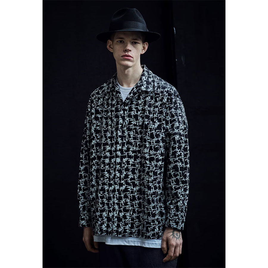 【Y's for men×MASSES】<br> COTTON PIGMENT PRINT OPEN COLLAR SHIRT <br>ML-B91-044