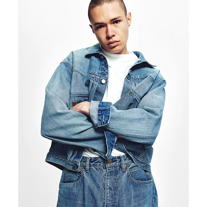 ジャケット・アウター UNLIKELY TIME TRAVEL TRUCKER JACKET Unlikely Time Travel Trucker Jacket Gray Denim｜ANYTHING GOES