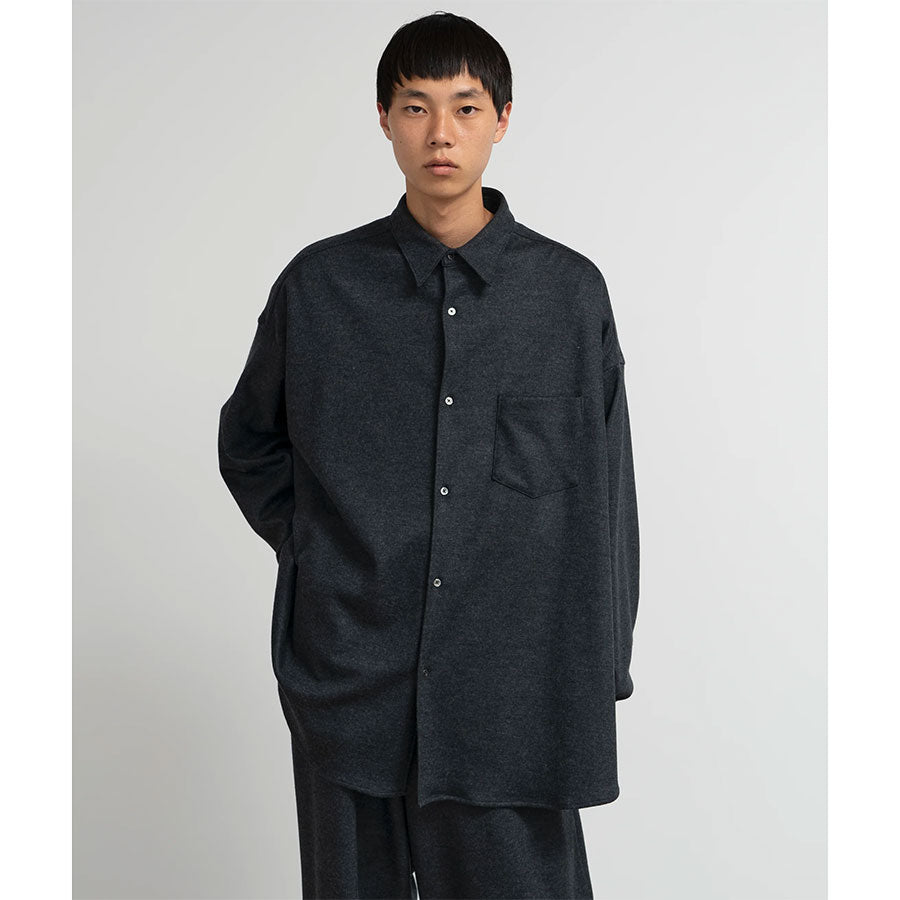 【Graphpaper/グラフペーパー】<br>Wool Smooth Flannel Oversized Regular Collar Shirt <br>GM244-50010