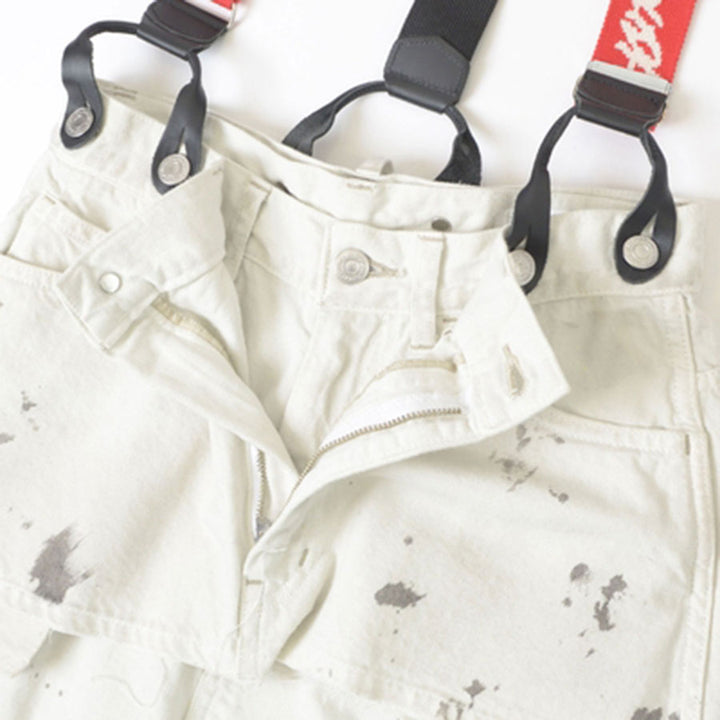 HOLIDAY/ホリデイ】PAINT DENIM TWO-PIECE SUSPENDER PANTS (OFF WHITE