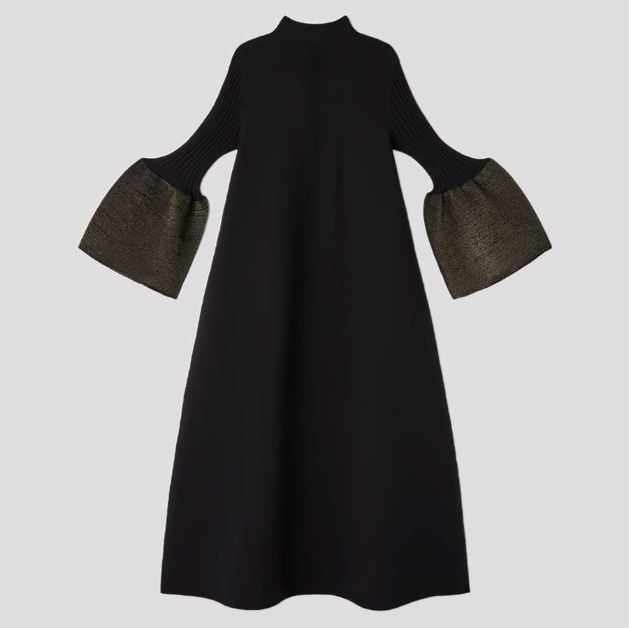 【CFCL/シーエフシーエル】<br>POTTERY GLITTER MOCKNECK LONG BELL SLEEVE FLARE DRESS <br>CF010KH128JM00