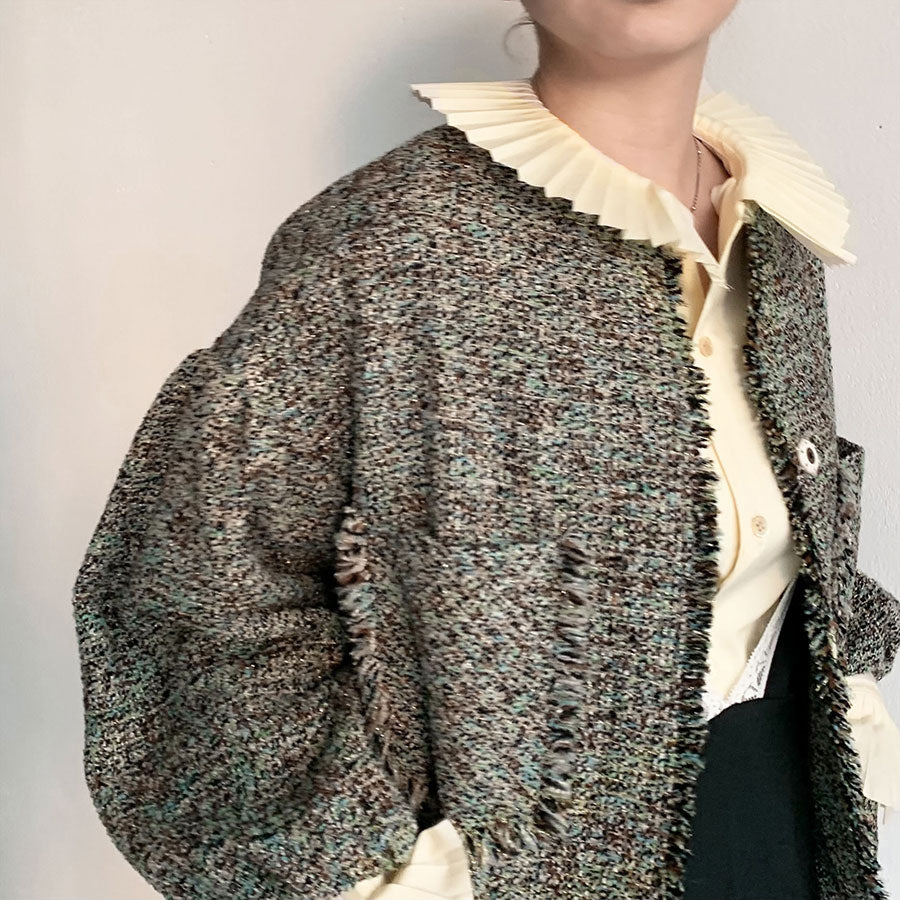 【GREED/グリード】, KASURI Classic Tweed Puff Jacket , 6075500042