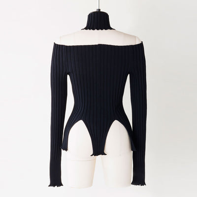 【FETICO/フェティコ】RIB KNIT SLIT TOP <br>FTC234-0706