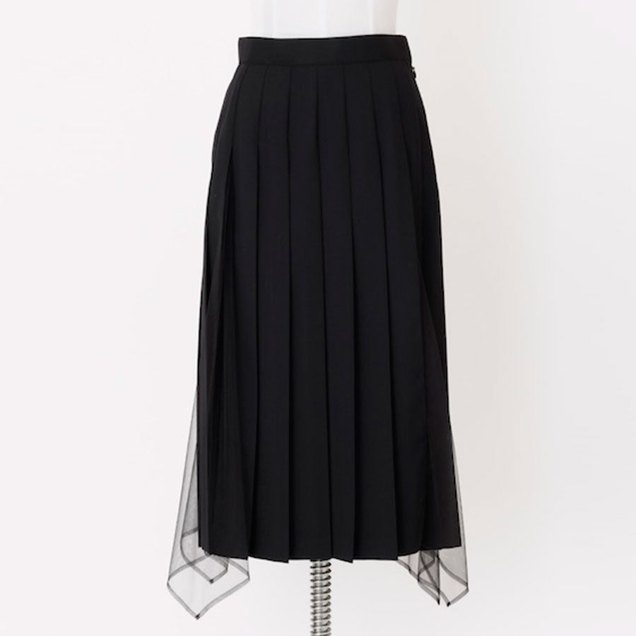 【FETICO/フェティコ】 <br>WOOL & TULLE COMBINED PLEATED SKIRT <br>FTC244-0505