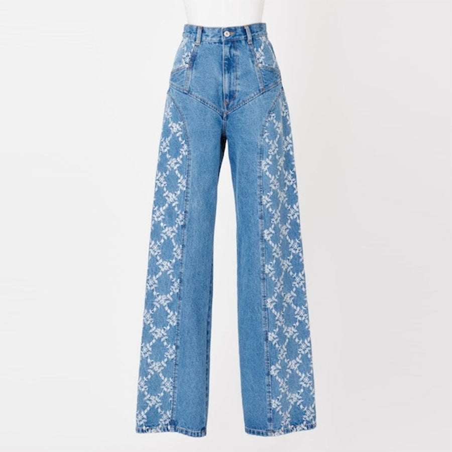 【FETICO/フェティコ】 <br>FLOWER EMBROIDERED WIDE JEANS <br>FTC244-0601