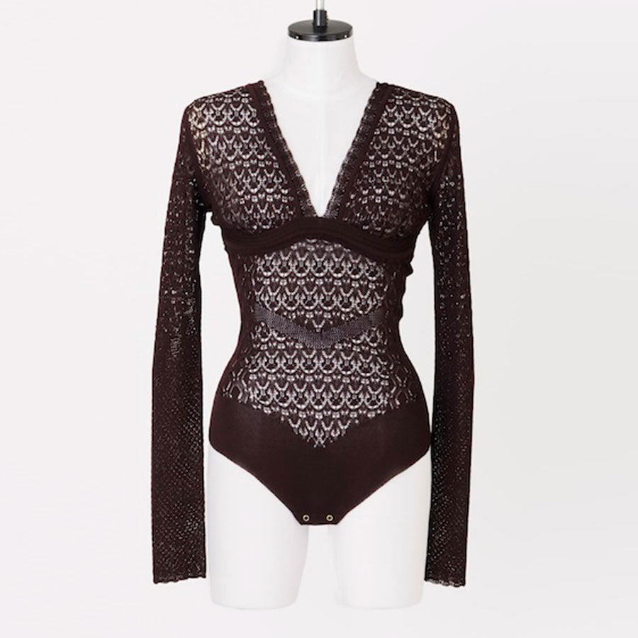 FETICO/フェティコ】LACE KNIT V-NECK BODYSUITS FTC244-0705の 