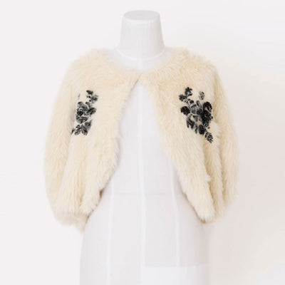 【FETICO/フェティコ】 <br>FUR KNIT BEAD EMBROIDERED BOLERO <br>FTC244-0709