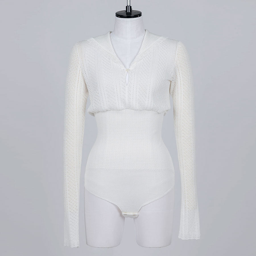 FETICO/フェティコ】LACE KNIT SAILOR COLLAR BODYSUIT FTC252-0702の 