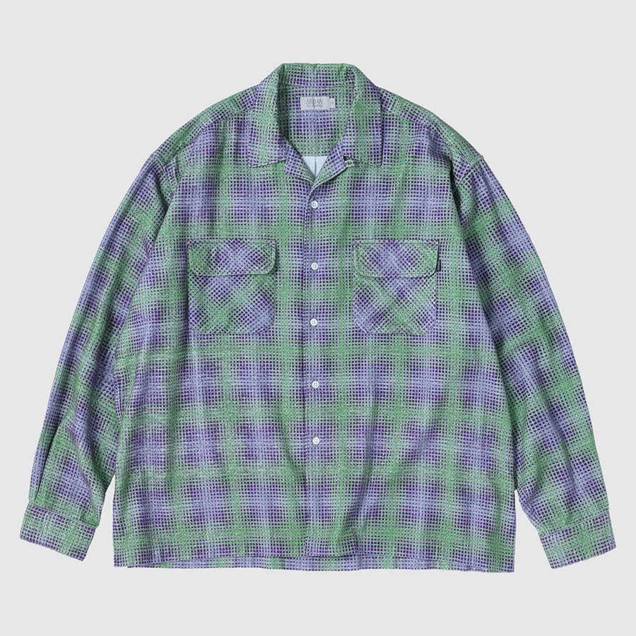 【SEDAN ALL-PURPOSE/セダンオールパーパス】<br>Printed Plaid Flannel Open Collar Shirt <br>SD25F-SH02
