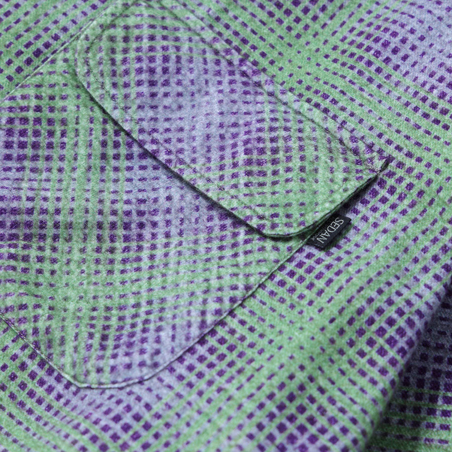 【SEDAN ALL-PURPOSE/セダンオールパーパス】<br>Printed Plaid Flannel Open Collar Shirt <br>SD25F-SH02
