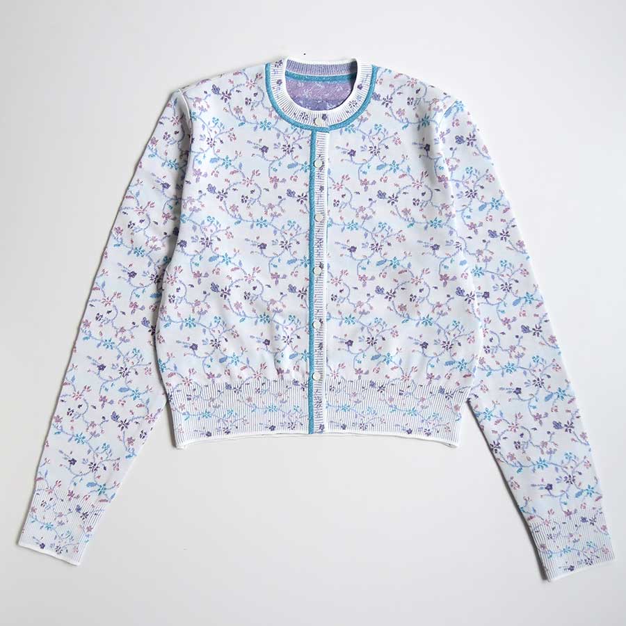 Mame Kurogouchi/マメ】Floral Motif Glitter Knit Cardigan MM26SS