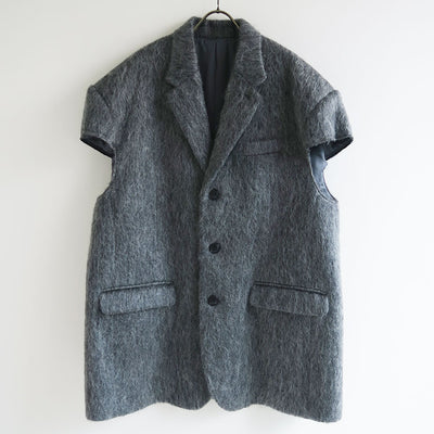 【RYU KAGA/リュウ カガ】<br>Mohair shaggy cropped chesterfield vest <br>85RC02D