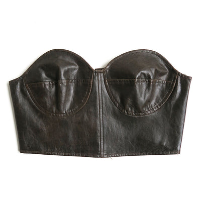 【INSCRIRE/アンスクリア】<br>Fake Leather Bra Top <br>I24AW-BL47B